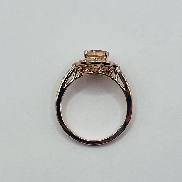 1.75 CT Lab Morganite and Diamond Ring 14K Gold Plated 925 Sterling Silver - Picture 6 of 9